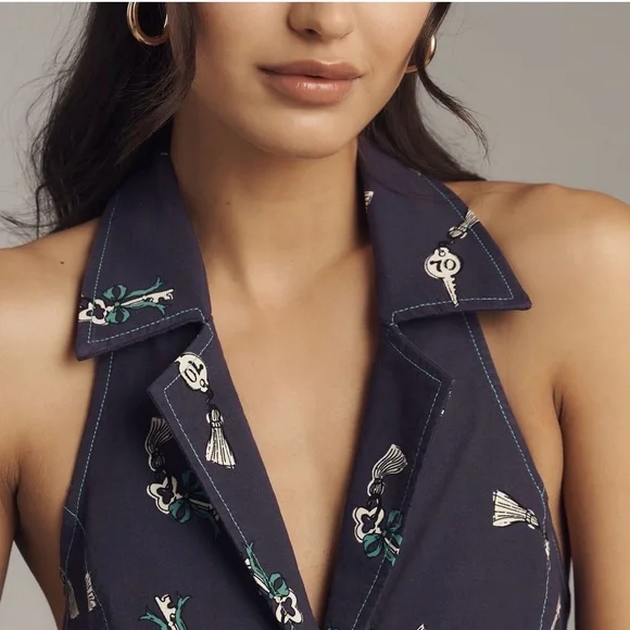 New Anthropologie The Amelia Collared Mini Coastal Blue Dress by Maeve Size XXS - Picture 2 of 2